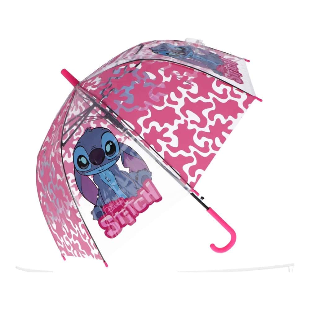 Lilo-Stitch-Umbrella-Bubble Παιδική ομπρέλα Stitch με ροζ bubble σχέδιο της Disney και καμουφλάζ μοτίβο, ιδανική για κορίτσια
