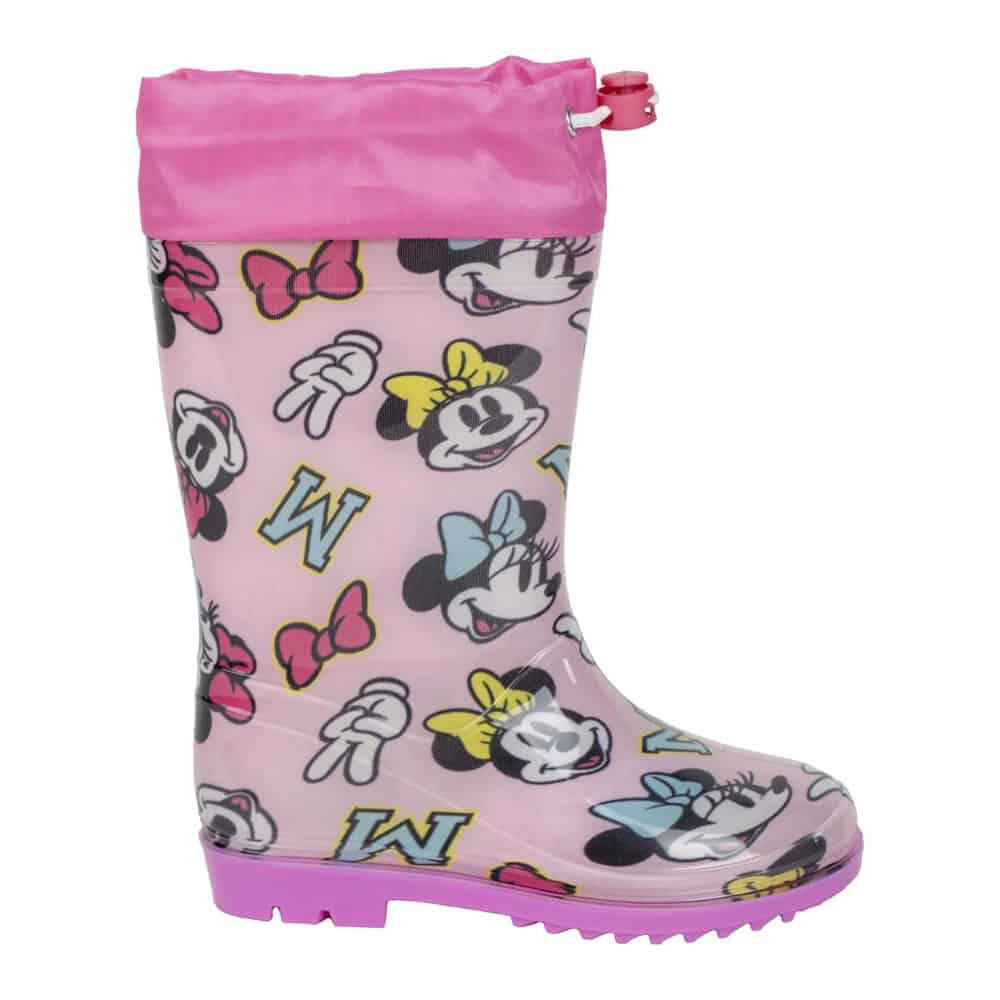 MINNIE-boots-rain Παιδικές γαλότσες Minnie Mouse ροζ με μοτίβα και κορδόνι – ιδανικές για κορίτσια και βροχερές μέρες