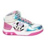Παιδικά αθλητικά Minnie Mouse με φωτάκια LED – λευκά sneakers Disney με ροζ λεπτομέρειες για κορίτσια