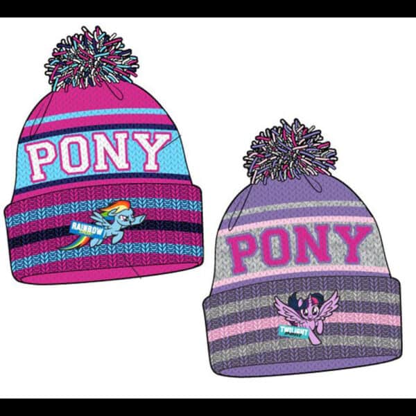 Παιδικός σκούφος My Little Pony με pom pom και σχέδιο Rainbow Dash & Twilight – πολύχρωμος, ιδανικός για κορίτσια