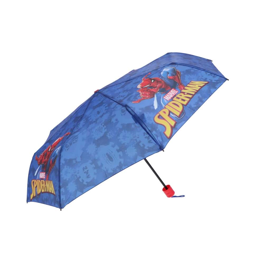 Spiderman-Umbrella Παιδική ομπρέλα Spider-Man σε μπλε χρώμα με κόκκινη λαβή και σχέδιο Marvel – ιδανική για αγόρια