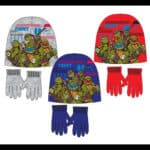 Σετ σκούφος & γάντια για παιδιά με Χελωνονιντζάκια (Ninja Turtles), σε μπλε, κόκκινο και γκρι – ιδανικό για τον χειμώνα | oneforalls.gr