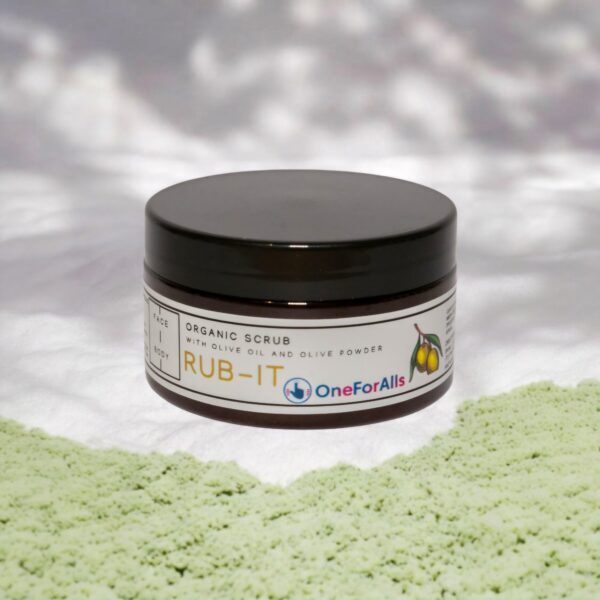 Χειροποίητο scrub από την Κω με φυσικά υλικά: κουκούτσι ελιάς, λάδι αμυγδάλου & αιθέριο έλαιο μανταρινιού – για πρόσωπο, σώμα & χείλη | oneforalls.gr