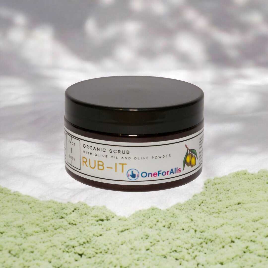Organic scrub me ellia Χειροποίητο scrub από την Κω με φυσικά υλικά: κουκούτσι ελιάς, λάδι αμυγδάλου & αιθέριο έλαιο μανταρινιού – για πρόσωπο, σώμα & χείλη | oneforalls.gr