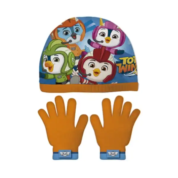 Παιδικό σετ Top Wing με σκούφο και γάντια σε πορτοκαλί & μπλε χρώματα – ιδανικό για τον χειμώνα.