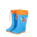 Παιδικές γαλότσες Top Wing σε μπλε-πορτοκαλί χρώμα με ήρωες κινουμένων σχεδίων και κορδόνι σύσφιξης – ιδανικές για βροχερές μέρες.