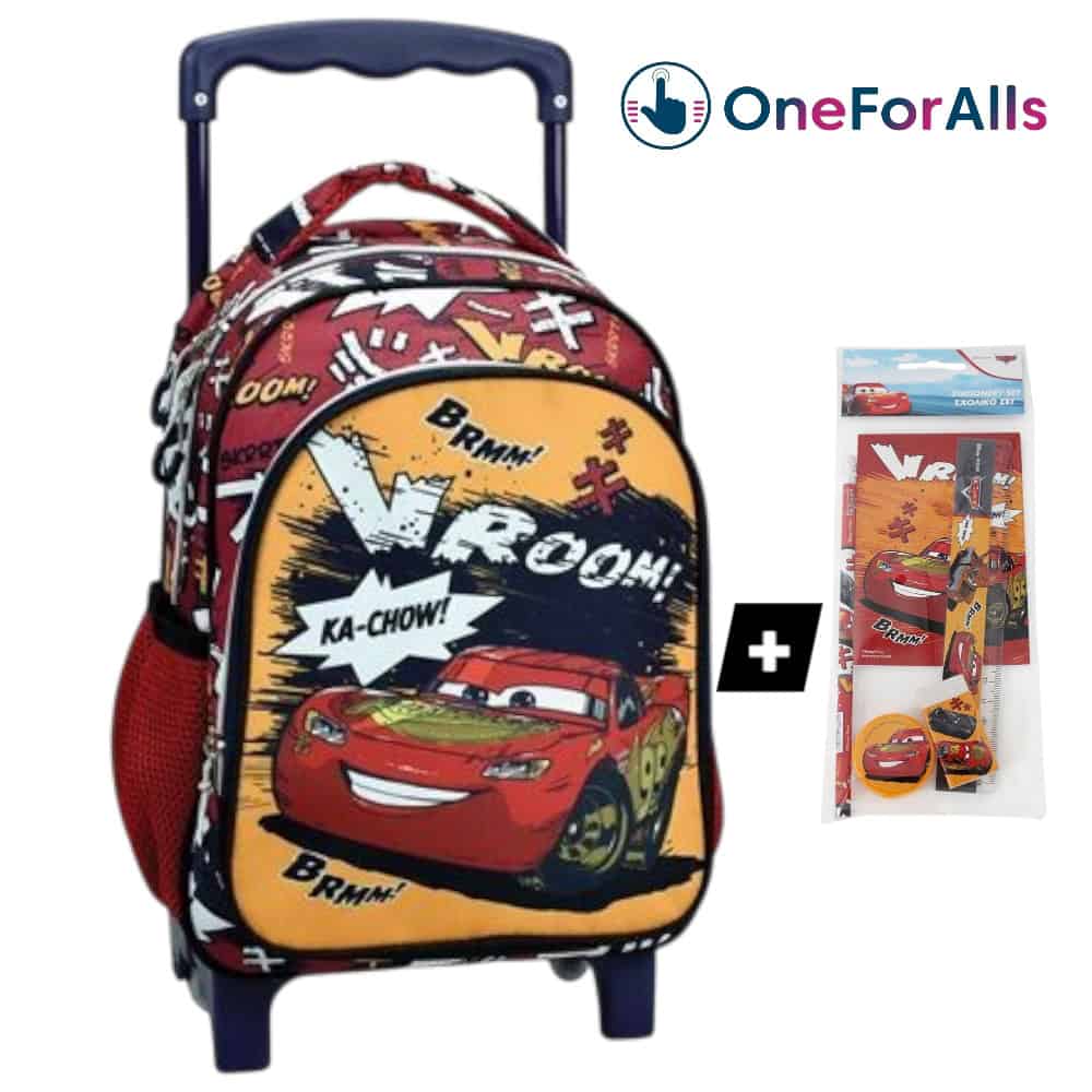 Cars_combo_nipiagogio Cars Τσάντα Τρολεϊ Νηπιαγωγείου Με Δώρο Σετ Γραφής - Image 1