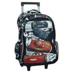 Σχολική τσάντα τρολεϊ Cars με κόμικ σχέδιο, 2 θήκες A4, ροδάκια & δωρεάν σετ γραφής 5 τεμαχίων.