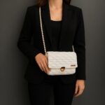 Χειροποίητη λευκή πλεκτή τσάντα - Image 2