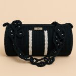 Χειροποίητη πλεκτή μαύρη  τσάντα - Image 2