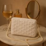 Χειροποίητη λευκή πλεκτή τσάντα - Image 3