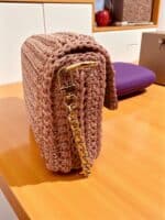 Χειροποίητη Πλεκτή Τσάντα Dusty Pink - Image 3