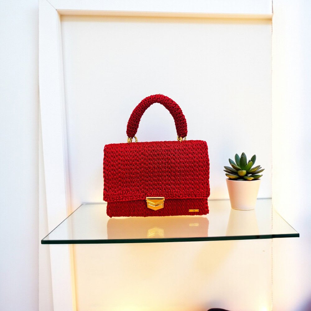 κόκκινη 1000χ1000 Κόκκινη Πλεκτή Τσάντα - Image 1