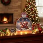 Χριστουγεννιάτικο Κεραμικό Κάδρο Άγιος Βασίλης πάνω σε Τάρανδο