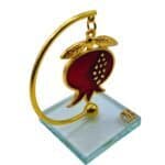 επιτραπέζιο γούρι ρόδι κόκκινο 2026 με γυάλινη βάση