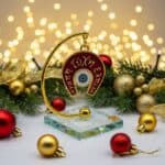 Επιτραπέζιο γούρι Πέταλο με ματάκι 2026 σε γυάλινη βάση, με ευχές Τύχη – Ελπίδα – Αγάπη. Ιδανικό για δώρο και γιορτινή διακόσμηση με έντονο συμβολισμό.