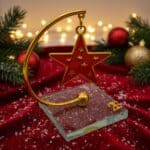 επιτραπέζιο γούρι αστέρι 2026 με γυάλινη βάση