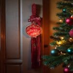 Μεγάλο κρεμαστό γούρι ρόδι σε κόκκινο χρώμα