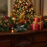 χριστουγεννιάτικο διακοσμητικό χρυσό καραβάκι σε γυάλινη βάση