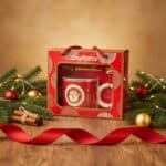 κόκκινη χριστουγεννιάτικη κούπα Santa με στρας και κουτάλι