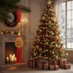 Κρεμαστό Γούρι 2026 με χρυσό Ρόδι και κόκκινη φούντα