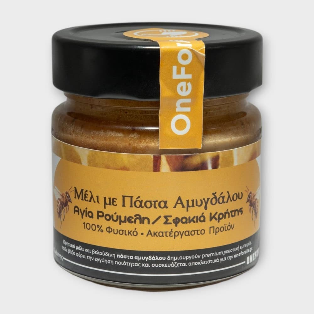 Thumarisio Flampoura Prevezas (7) Ακατέργαστο Μέλι με Πάστα Αμυγδάλου 250g | Αγία Ρουμέλη Σφακιά Κρήτης - Image 1