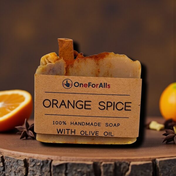 Χειροποίητο φυσικό σαπούνι Orange Spice με ελαιόλαδο και βουβαλίσιο γάλα 130-145g, αιθέρια έλαια πορτοκάλι και γκρέιπφρουτ