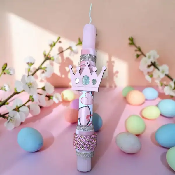 πασχαλινή λαμπάδα πριγκίπισσα με κορώνα για κορίτσι oneforalls