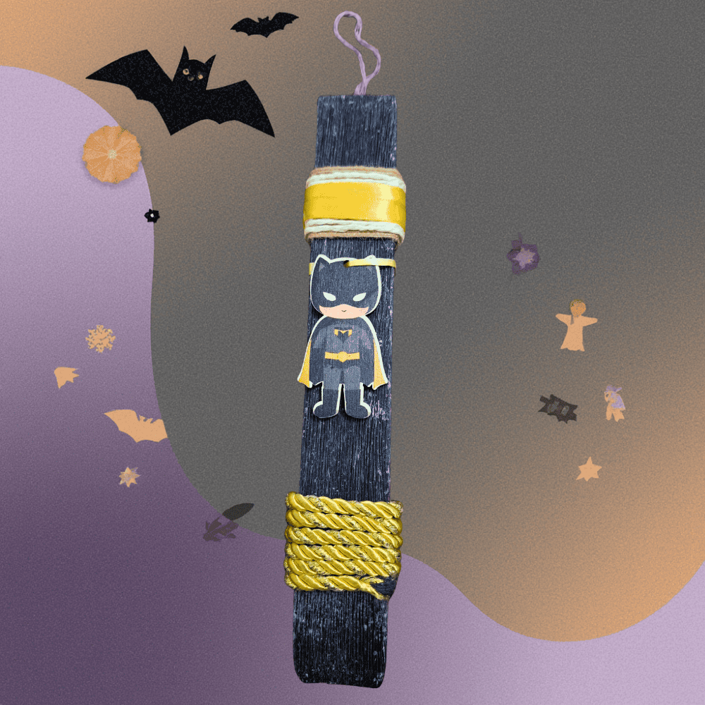 lampada_batman πασχαλινή λαμπάδα batman για αγόρι χειροποίητη