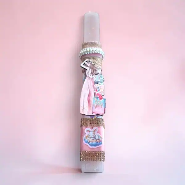 πασχαλινή λαμπάδα fashion girl για κορίτσι χειροποίητη oneforalls