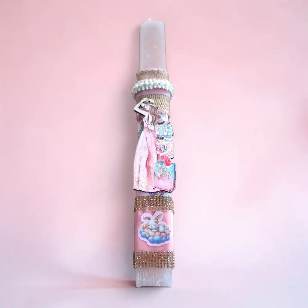 lampada_gia_kopela_oneforallsgr πασχαλινή λαμπάδα fashion girl για κορίτσι χειροποίητη oneforalls