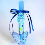 χειροποίητη πασχαλινή λαμπάδα η πρώτη μου ανάσταση για αγόρι με πεταλούδα oneforalls
