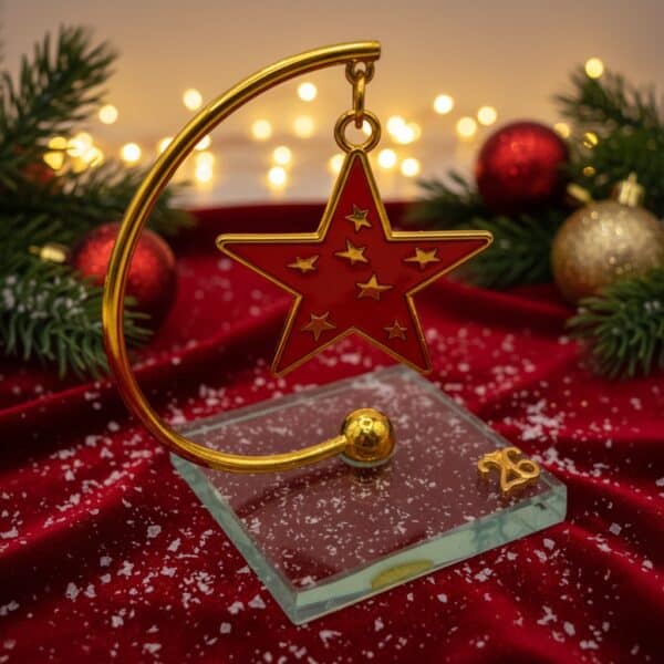 επιτραπέζιο γούρι αστέρι 2026 με γυάλινη βάση