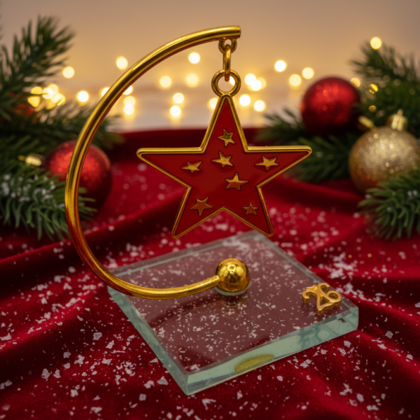 επιτραπέζιο γούρι αστέρι 2026 με γυάλινη βάση