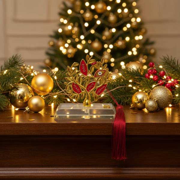 επιτραπέζιο γούρι δέντρο ζωής 2026 με γυάλινη βάση