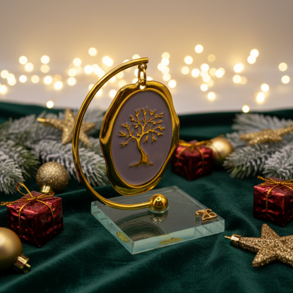 επιτραπέζιο γούρι δέντρο ζωής 2026 με γυάλινη βάση minimal